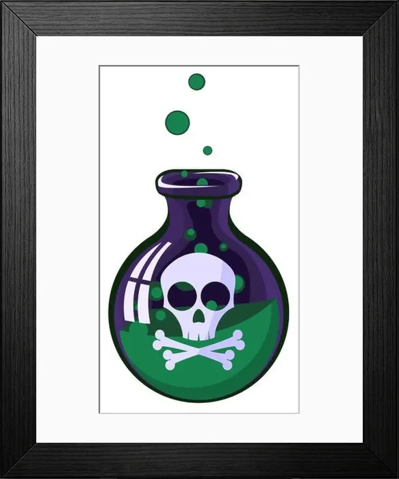Framed Print : Cartoon poison jar, vector illustration, vertical, isolated Framed Print : Cartoon poison jar, vector illustration, vertical, isolated