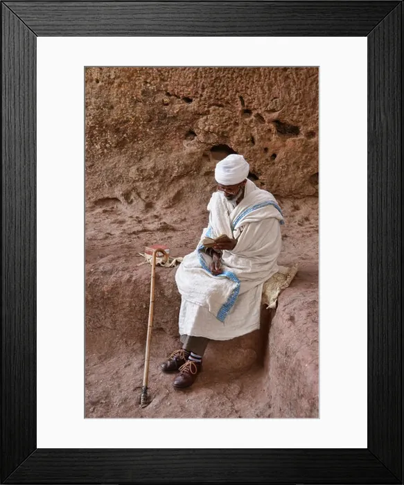 Framed Print : pilgrim at Bet Maryam rock hewn church in Lalibela, Ethiopia Framed Print : pilgrim at Bet Maryam rock hewn church in Lalibela, Ethiopia