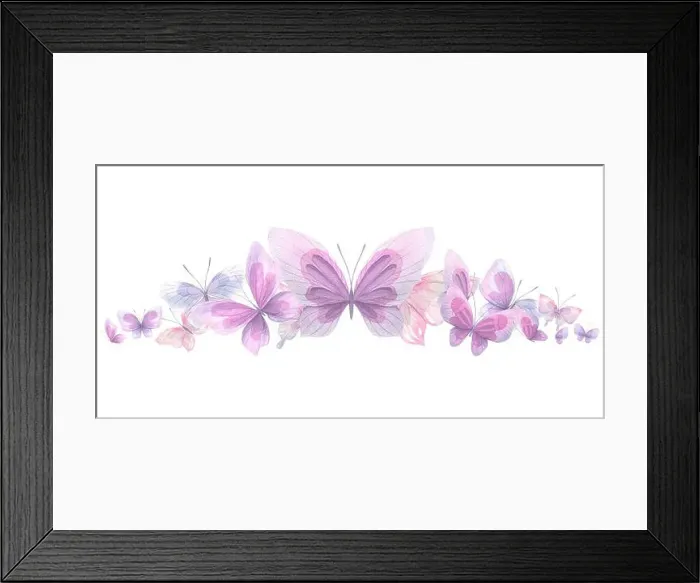 Framed Print : Lilac, pink and blue butterflies Framed Print : Lilac, pink and blue butterflies