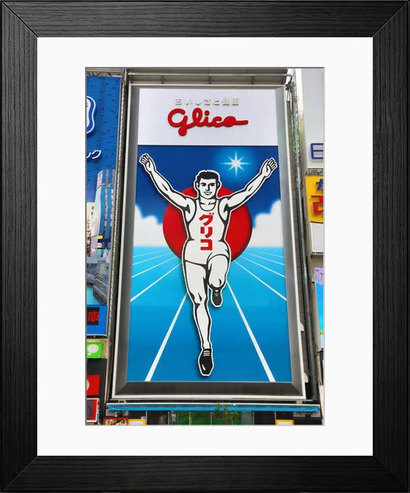 Framed Print : Glico Man advertising poster of a running man, Osaka, Japan Framed Print : Glico Man advertising poster of a running man, Osaka, Japan