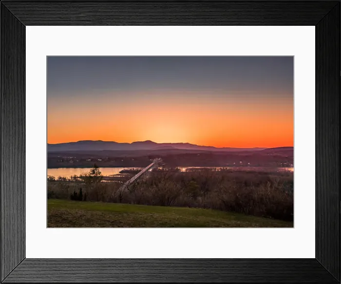 Framed Print : Rip Van Winkle Bridge facing west at sunset on a clear spring day Framed Print : Rip Van Winkle Bridge facing west at sunset on a clear spring day