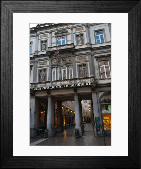 Framed Print : Galeries Royales Saint-Hubert or Koninklijke Sint-Hubertusgalerijen shopping arcade exterior at Grasmarkt square Framed Print : Galeries Royales Saint-Hubert or Koninklijke Sint-Hubertusgalerijen shopping arcade exterior at Grasmarkt square