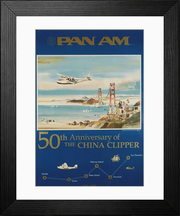 Framed Print : This poster commemorates the 50th anniversary of Pan American World Airways Framed Print : This poster commemorates the 50th anniversary of Pan American World Airways