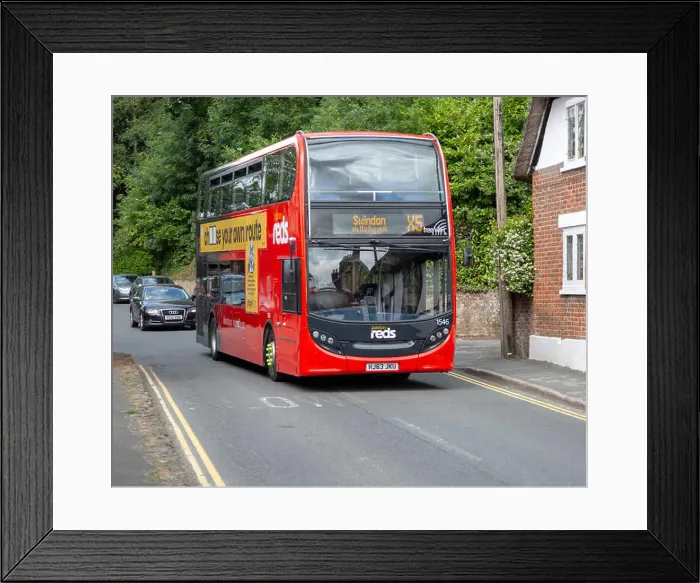 Framed Print : Salisbury Reds double decker bus on route to Swindon, Pewsey, Wiltshire, England, UK Framed Print : Salisbury Reds double decker bus on route to Swindon, Pewsey, Wiltshire, England, UK