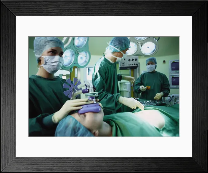 Framed Print : Hamburg, Germany, physicians with patient during anesthesia Framed Print : Hamburg, Germany, physicians with patient during anesthesia