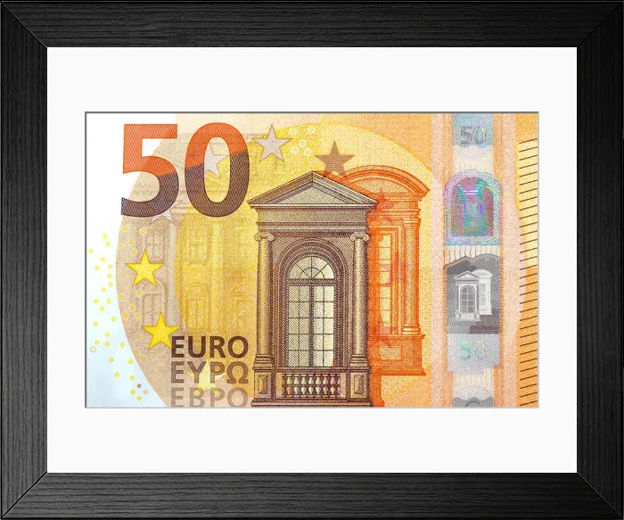 Framed Print : fifty euro bank note close up detail, european currency Framed Print : fifty euro bank note close up detail, european currency