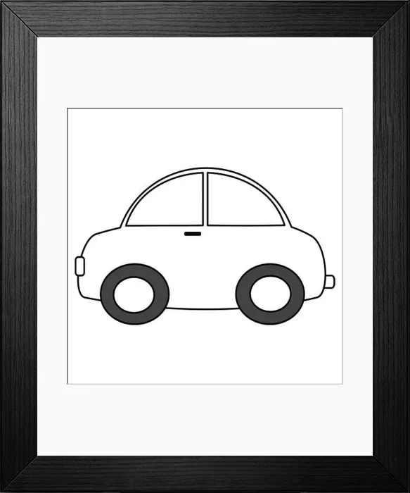 Framed Print : black and white cartoon car vector illustration for coloring art Framed Print : black and white cartoon car vector illustration for coloring art