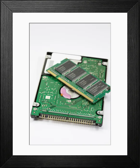 Framed Print : Hard disk and ram module Framed Print : Hard disk and ram module