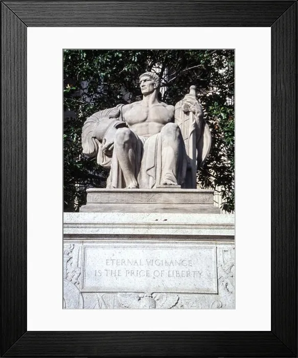 Framed Print : Washington DC. Eternal Vigilance is the Price of Liberty Statue outside the National Archives Framed Print : Washington DC. Eternal Vigilance is the Price of Liberty Statue outside the National Archives