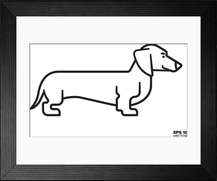 Framed Print : Dachshund vector line icon. Purebred dog outline symbol Framed Print : Dachshund vector line icon. Purebred dog outline symbol