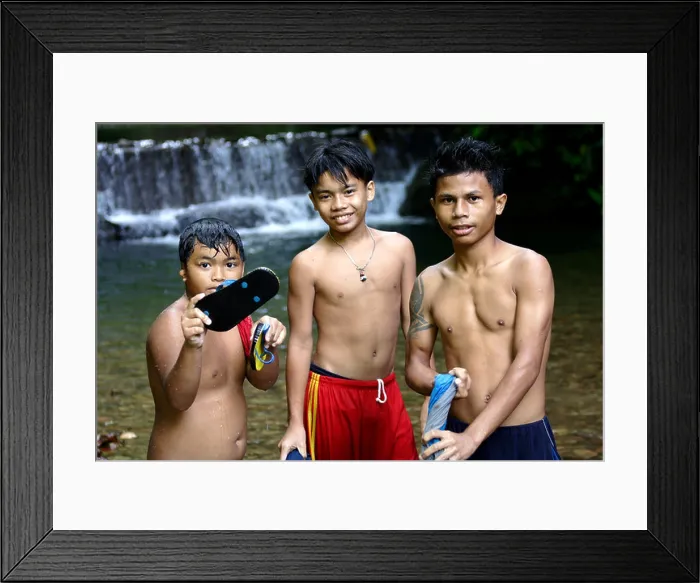 Framed Print : Young Malaysian Boys at a Waterfall and Swimming Hole Near Their Longhouse, Kapit, Sarawak, Borneo, Malaysia Framed Print : Young Malaysian Boys at a Waterfall and Swimming Hole Near Their Longhouse, Kapit, Sarawak, Borneo, Malaysia