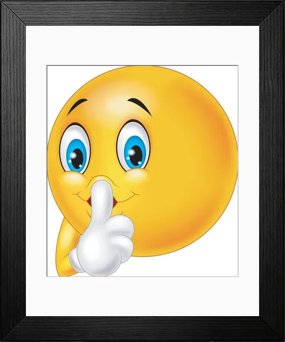 Framed Print : Emoticon happy making silence sign Framed Print : Emoticon happy making silence sign