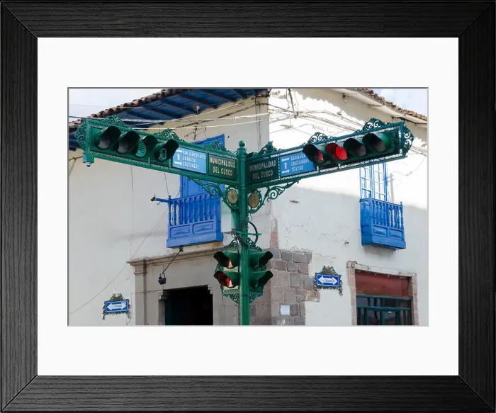 Framed Print : Ornate traffic lights, Cuzco, Peru Framed Print : Ornate traffic lights, Cuzco, Peru