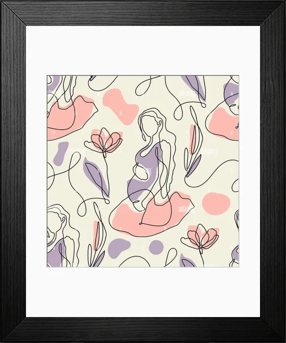 Framed Print : Pregnant woman seamless pattern. Mother pregnancy modern vector background Framed Print : Pregnant woman seamless pattern. Mother pregnancy modern vector background