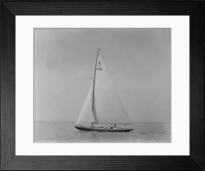 Framed Print : The 6 Metre class boat Jean (K16) sailing close-hauled, 1921. Creator: Kirk & Sons of Cowes Framed Print : The 6 Metre class boat Jean (K16) sailing close-hauled, 1921. Creator: Kirk & Sons of Cowes