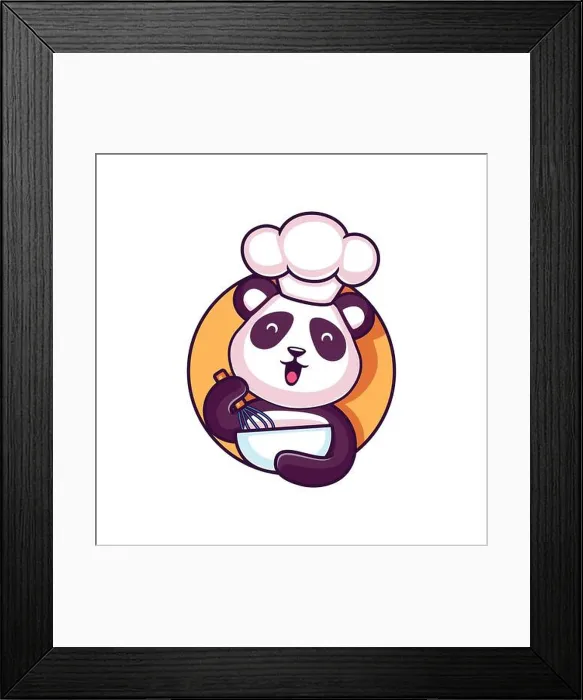Framed Print : cute chef panda cooking icon Framed Print : cute chef panda cooking icon