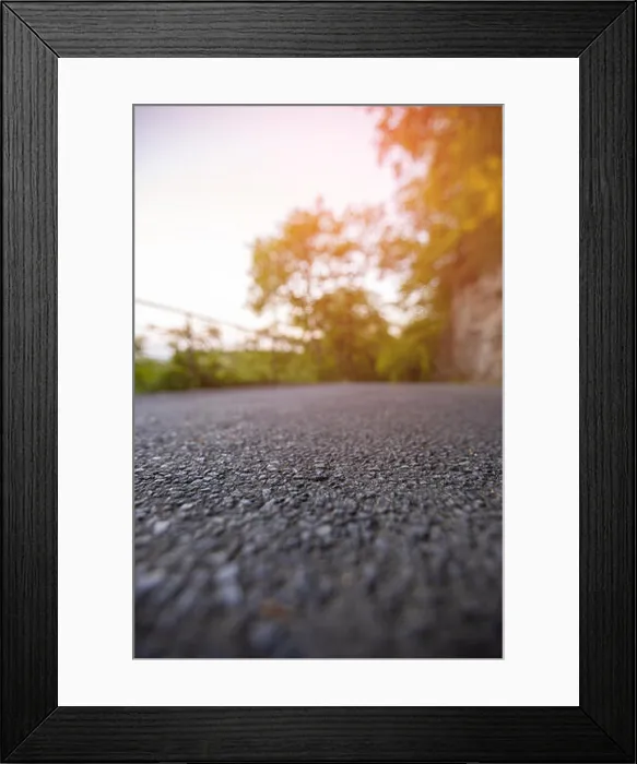 Framed Print : Road from the ground level with bokeh background Framed Print : Road from the ground level with bokeh background