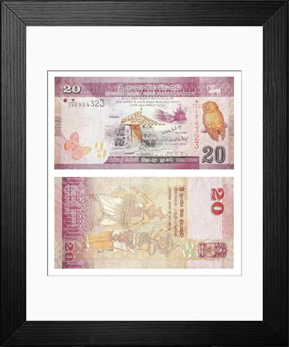 Framed Print : Banknotes 20 Sri Lankan Rupees, front and back, Sri Lanca Framed Print : Banknotes 20 Sri Lankan Rupees, front and back, Sri Lanca