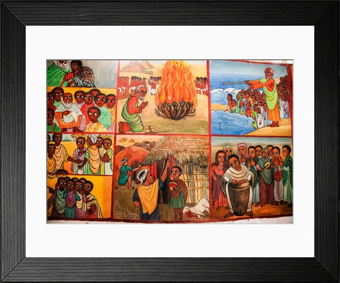 Framed Print : Naive Paintings (Ethiopian style) of biblical stories in a church in kalacha Kenya Framed Print : Naive Paintings (Ethiopian style) of biblical stories in a church in kalacha Kenya