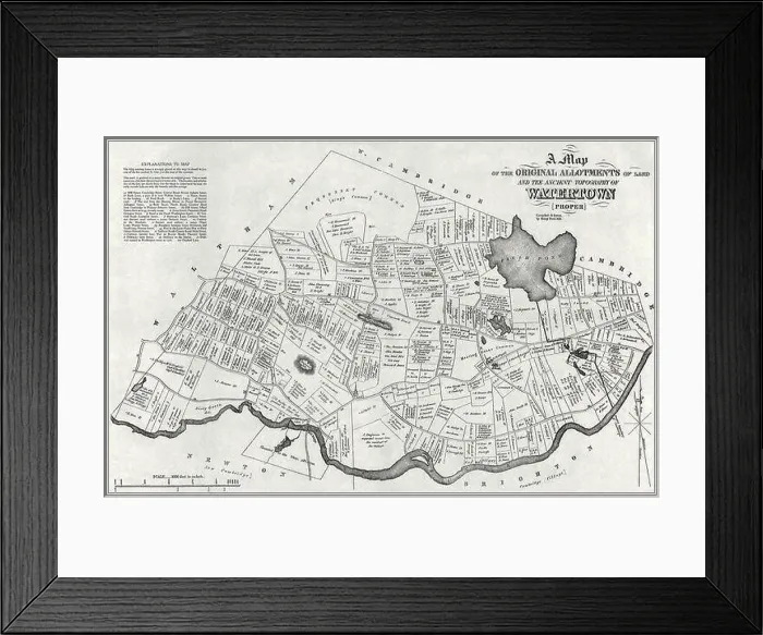 Framed Print : Original Allotment of Land in Watertown. 1700 Framed Print : Original Allotment of Land in Watertown. 1700