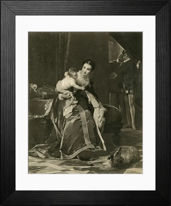 Framed Print : Circa 1880s antique engraving of Marie Touchet, mistress to King Charles IX, and their son, Charles de Valois Framed Print : Circa 1880s antique engraving of Marie Touchet, mistress to King Charles IX, and their son, Charles de Valois