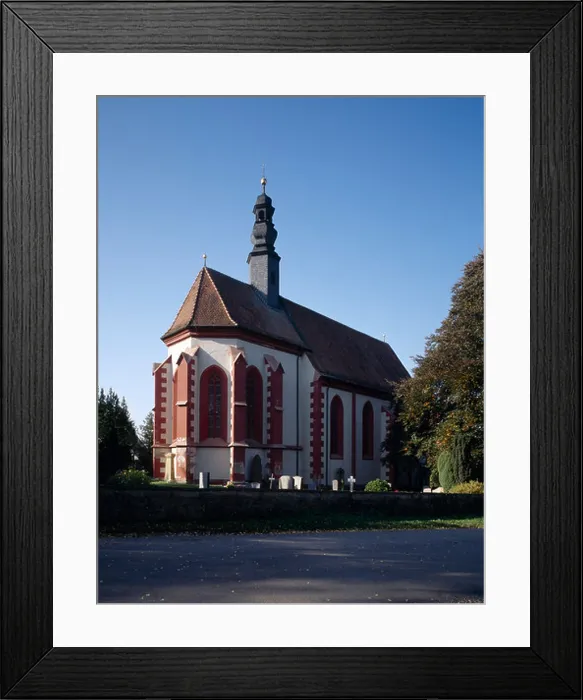 Framed Print : Königsberg in Bayern, Friedhofskirche St. Burkhard von 1428 Framed Print : Königsberg in Bayern, Friedhofskirche St. Burkhard von 1428