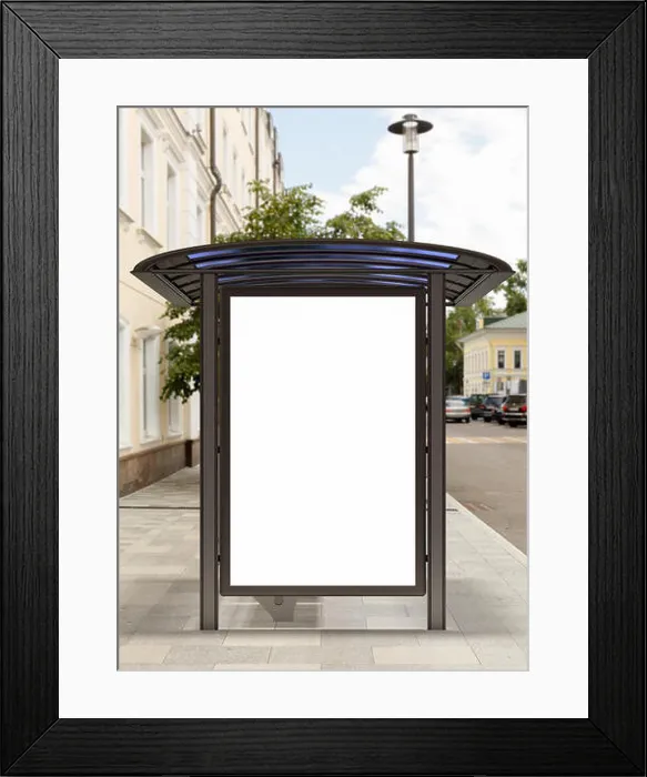 Framed Print : Blank billboard mockup in bus stop Framed Print : Blank billboard mockup in bus stop