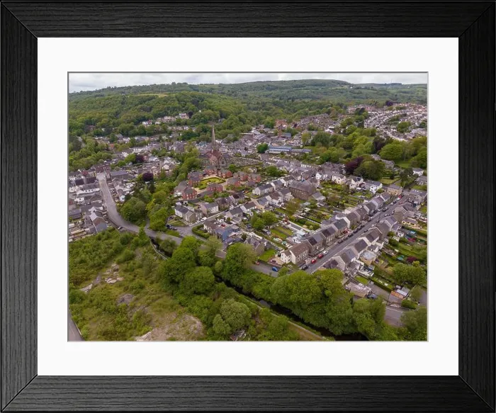 Framed Print : Editorial SWANSEA, UK - May 14, 2023: Drone view of Pontardawe town in the Swansea Valley featuring St Peter's Church Framed Print : Editorial SWANSEA, UK - May 14, 2023: Drone view of Pontardawe town in the Swansea Valley featuring St Peter's Church
