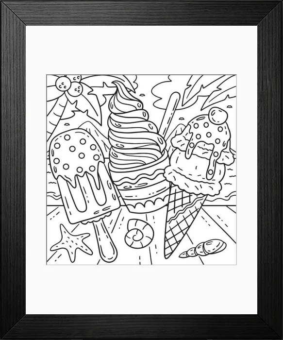 Framed Print : Ice Cream Double Scoop, and Popsicle Coloring Page Framed Print : Ice Cream Double Scoop, and Popsicle Coloring Page