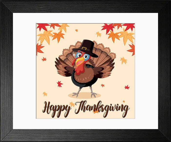 Framed Print : Happy thanksgiving turkey template Framed Print : Happy thanksgiving turkey template