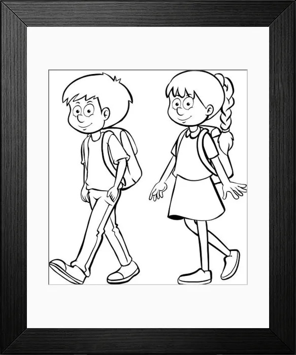 Framed Print : Human outline for boy and girl illustration Framed Print : Human outline for boy and girl illustration