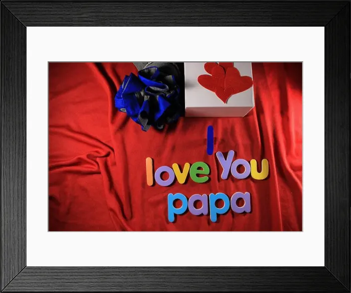 Framed Print : Colorful letters with I love you papa isolated on red cloth background Framed Print : Colorful letters with I love you papa isolated on red cloth background