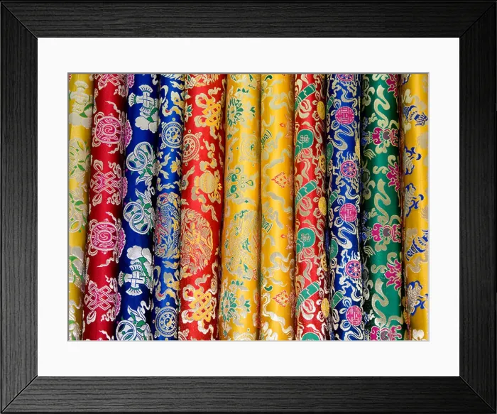 Framed Print : Colourful tibetan silk textiles Framed Print : Colourful tibetan silk textiles
