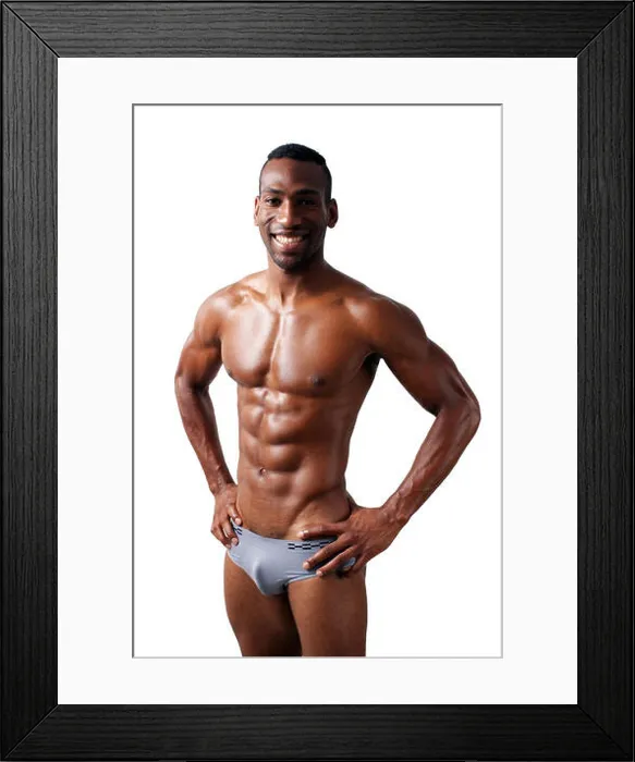 Framed Print : Handsome Muscular Black Man (12) Framed Print : Handsome Muscular Black Man (12)