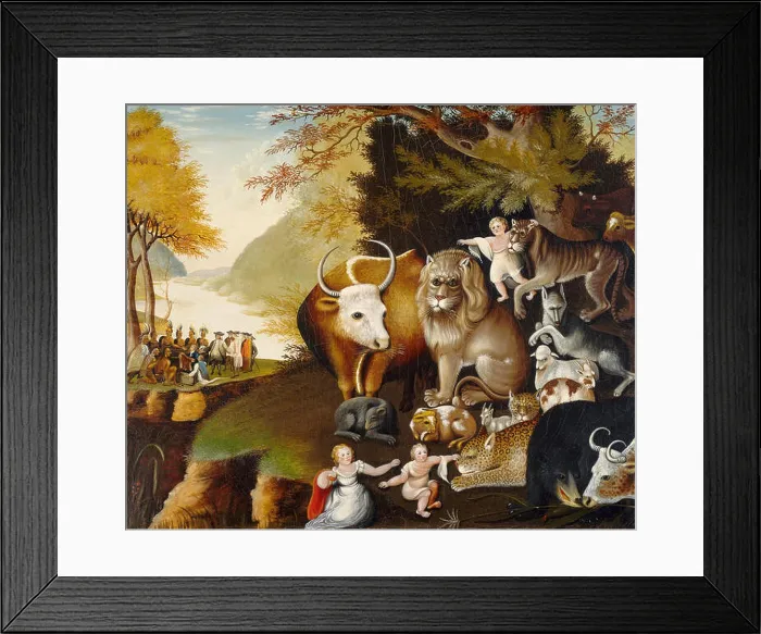 Framed Print : Edward Hicks Peaceable Kingdom is a well-known painting depicting a peaceful coexistence of animals and humans Framed Print : Edward Hicks Peaceable Kingdom is a well-known painting depicting a peaceful coexistence of animals and humans