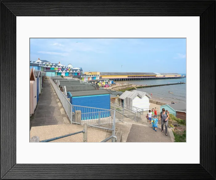 Framed Print : Walton Pier and beach huts, Walton-on-the-Naze, Essex, England, United Kingdom Framed Print : Walton Pier and beach huts, Walton-on-the-Naze, Essex, England, United Kingdom
