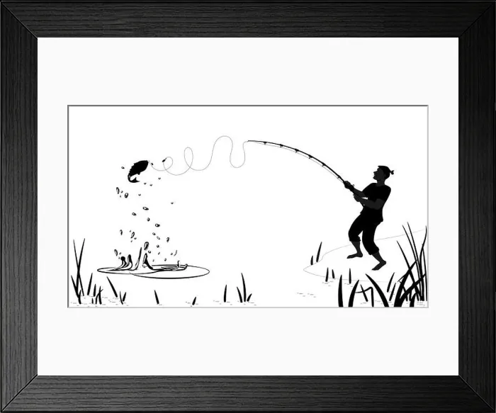 Framed Print : The man caught a fish. Summer fishing