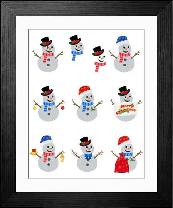 Framed Print : christmas winter snowman made of big snowballs flat style vector illustration isolated on white background Framed Print : christmas winter snowman made of big snowballs flat style vector illustration isolated on white background