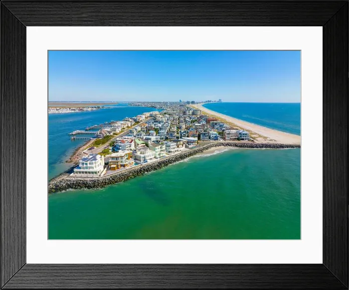 Framed Print : Longport Point aerial view with Atlantic City at the background Framed Print : Longport Point aerial view with Atlantic City at the background