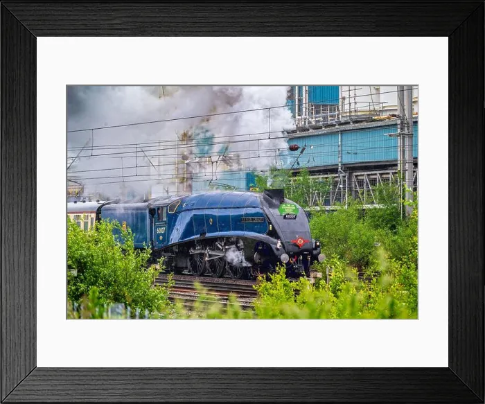 Framed Print : A rainy day at Warrington Bank Quay station as the A4 Pacific loco Sir Nigel Gresley steams out hauling the Saphos Framed Print : A rainy day at Warrington Bank Quay station as the A4 Pacific loco Sir Nigel Gresley steams out hauling the Saphos
