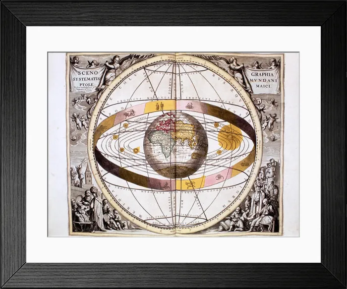 Framed Print : Ptolemaic (geocentric / Earth-centred) system of the Universe, 1708 Framed Print : Ptolemaic (geocentric / Earth-centred) system of the Universe, 1708
