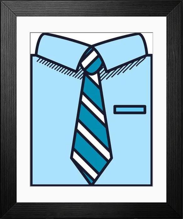 Framed Print : Happy fathers day concept, elegant shirt with tie icon over white background, line and fill style, vector illustration Framed Print : Happy fathers day concept, elegant shirt with tie icon over white background, line and fill style, vector illustration