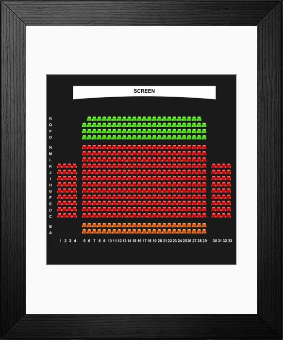 Framed Print : Movie seats booking interface template for ticket purchase Framed Print : Movie seats booking interface template for ticket purchase