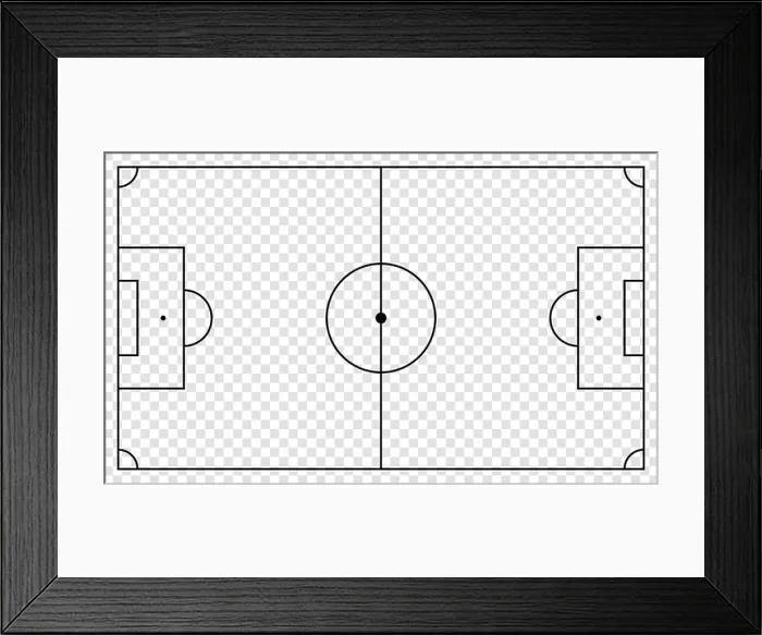 Framed Print : Soccer field line football pitch. Black outline court and stadium on transparent background