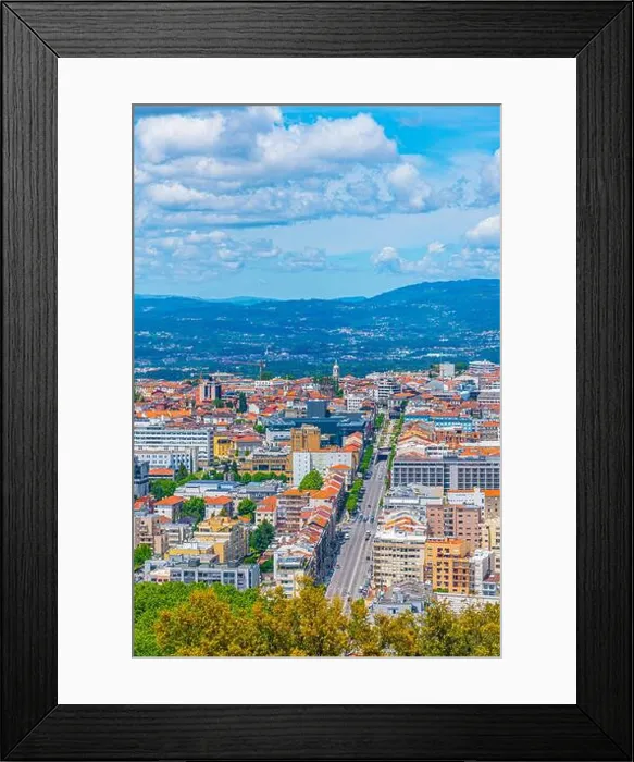 Framed Print : Aerial view of Braga from Monte Picoto, Portugal Framed Print : Aerial view of Braga from Monte Picoto, Portugal