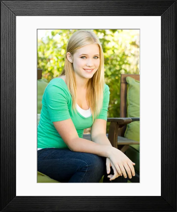 Framed Print : Happy young teen girl outside in the backyard