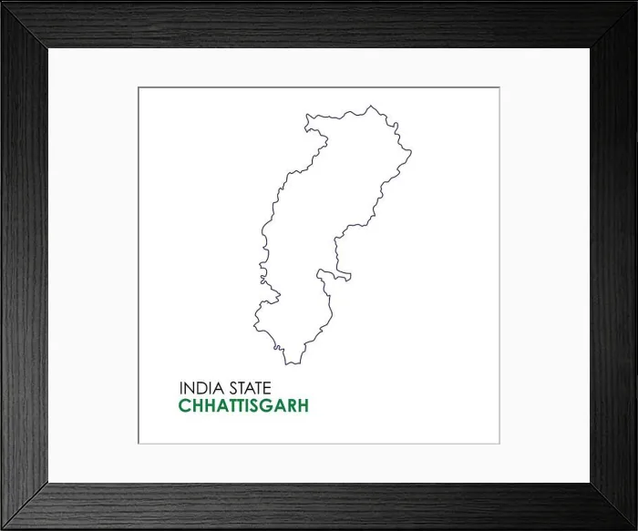 Framed Print : Chhattisgarh map of Indian state. Chhattisgarh map illustration. White Background