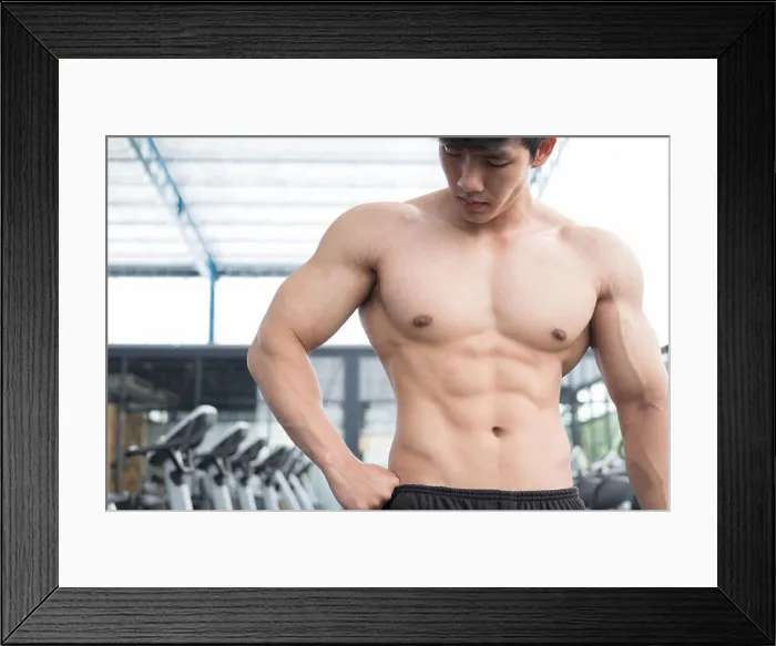Framed Print : young man athlete prepare for training in gym Framed Print : young man athlete prepare for training in gym