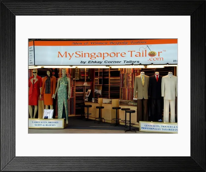 Framed Print : Singapore: Tailor shop near Orchard Road offering fine quality custom made clothing for men and women Framed Print : Singapore: Tailor shop near Orchard Road offering fine quality custom made clothing for men and women