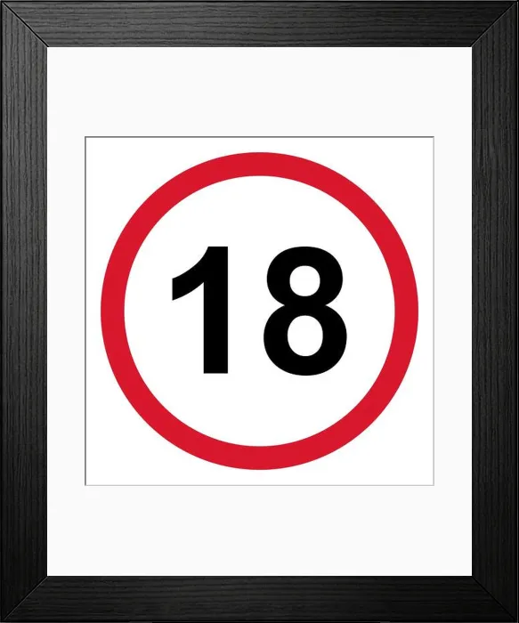 Framed Print : 18 restriction flat sign isolated on white background. Age limit symbol. No under eighteen years warning illustration Framed Print : 18 restriction flat sign isolated on white background. Age limit symbol. No under eighteen years warning illustration